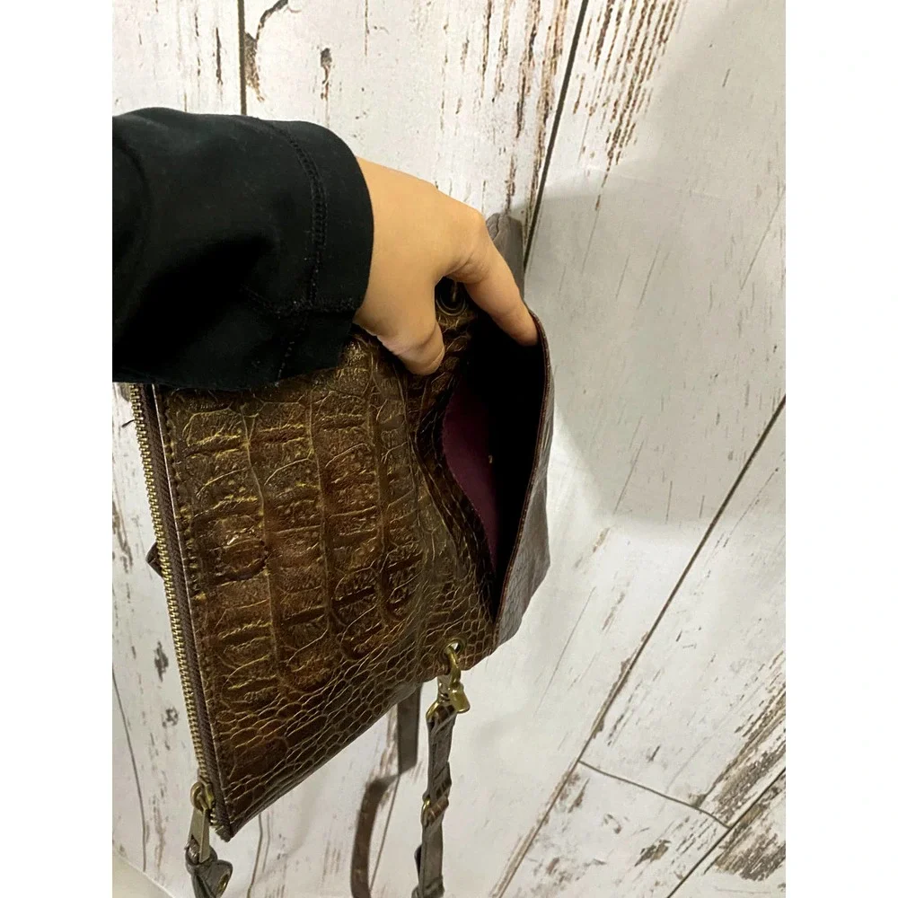 Jessica Simpson Brown Faux Crocodile Print Purse
